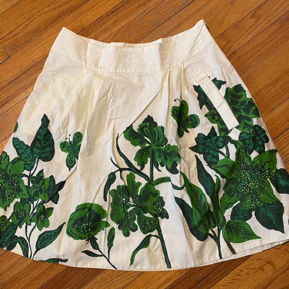 Nathalie Lete BEADED PLANT SKIRT! Anthro size 12